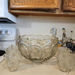 L.E.Smith Glass Company Moon & Stars Punch Bowl
