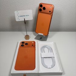 New iPhone 17 Pro Max 256gb Unlocked 100% 🔋Health Cosmic Orange Open-box
