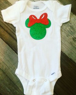 0-3 months Christmas Minnie onesie