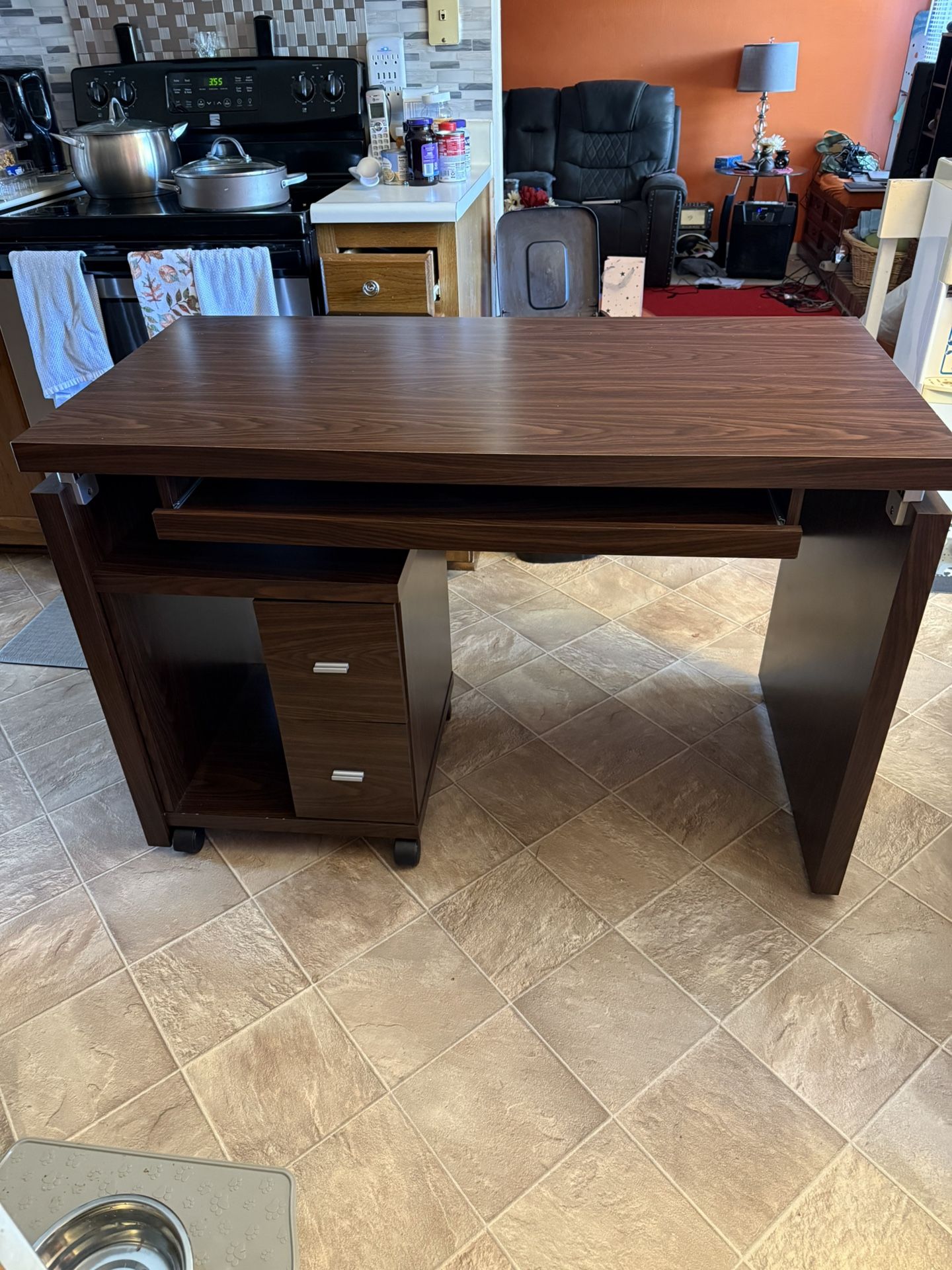 Computer Desk With File Cabinet.