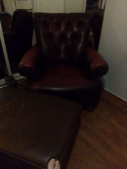 Leather chair and ottoman