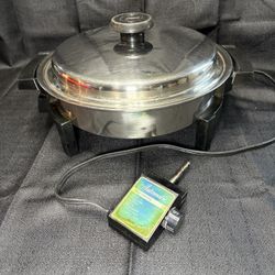 Lifetime Electric Skillet Fry Pan 11” lid Heat Control Liquid Core 27906 Vintage