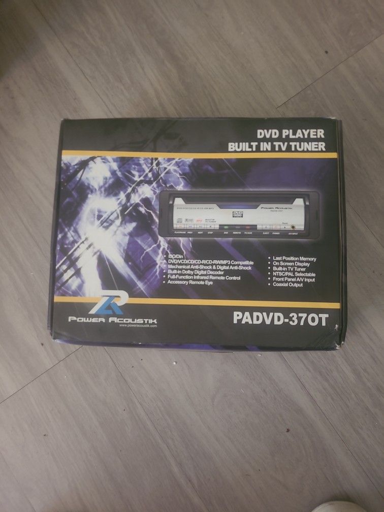 Power Acoustik PADVD-370T
In-Dash or Universal, Remote-Mount DVD, CD,
MP3 Player with TV Tuner and Remote