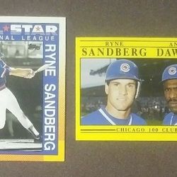 1990 Fleer Ryne Sandberg Chicago Cubs #398 Andre Dawson #713 All-Star Baseball Card Cards Lot Vintage Collectible Trading Sports MLB Major League