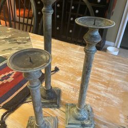 3 Beautiful Brass Candle Sticks (all for $10) Farmhouse Rustic 