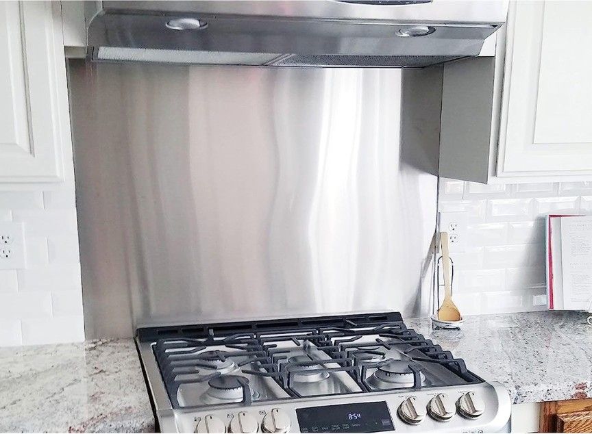 24" By 30" Stainless Steel Stove Backsplash Splatter Guard SP3604 Range Hood Backsplash Wall Shield Metal Panel, Ultra Flat