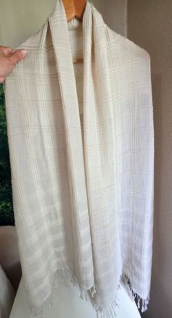 Joe Boxer Cream White Textured Knit Fringe Scarf Wrap