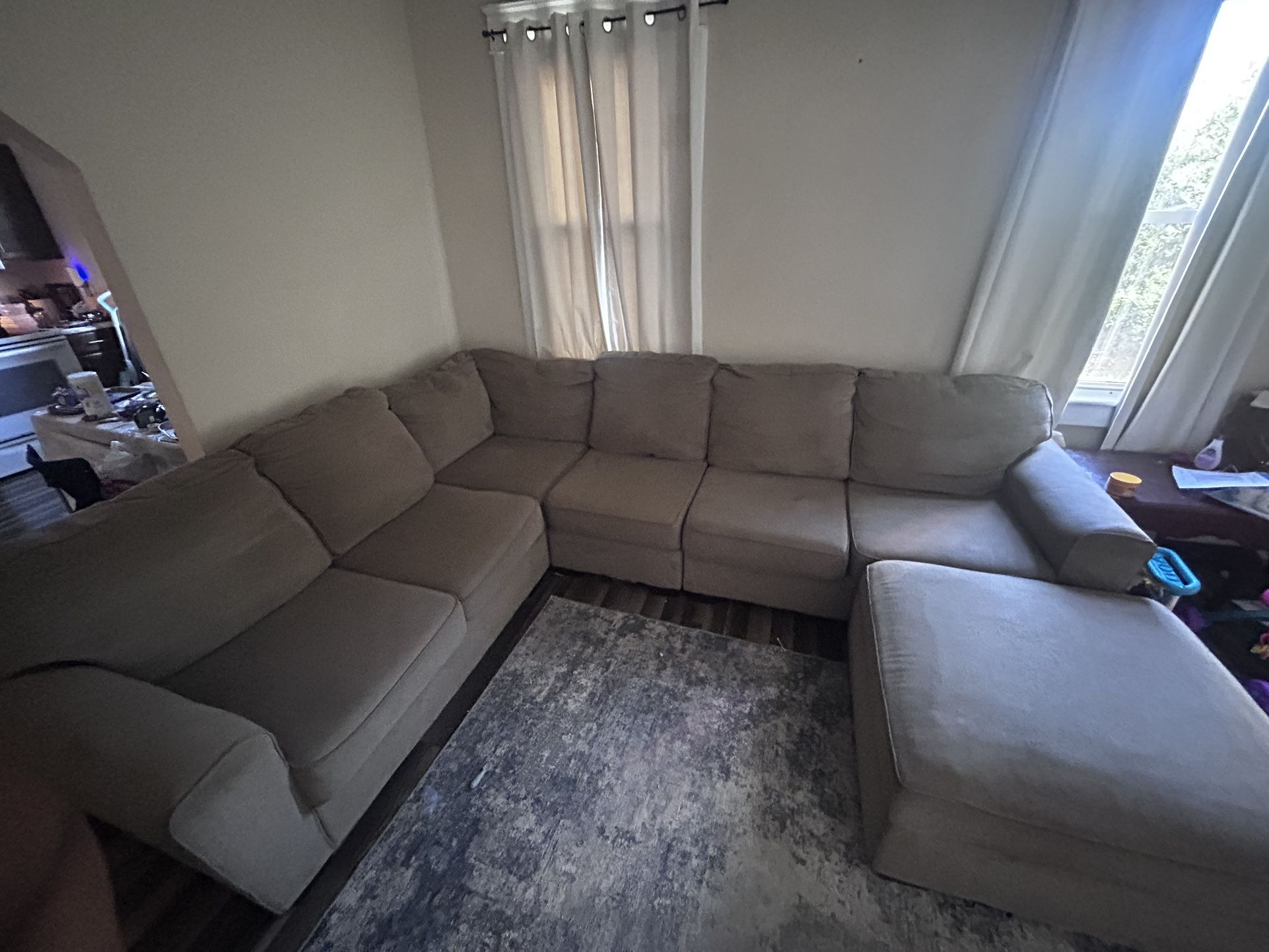 6 seater L shape sectional with storage ottoman