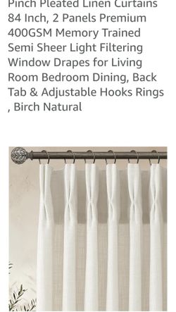 Pinch Pleated Linen Curtains 84 Inch, 2 Panels Premium