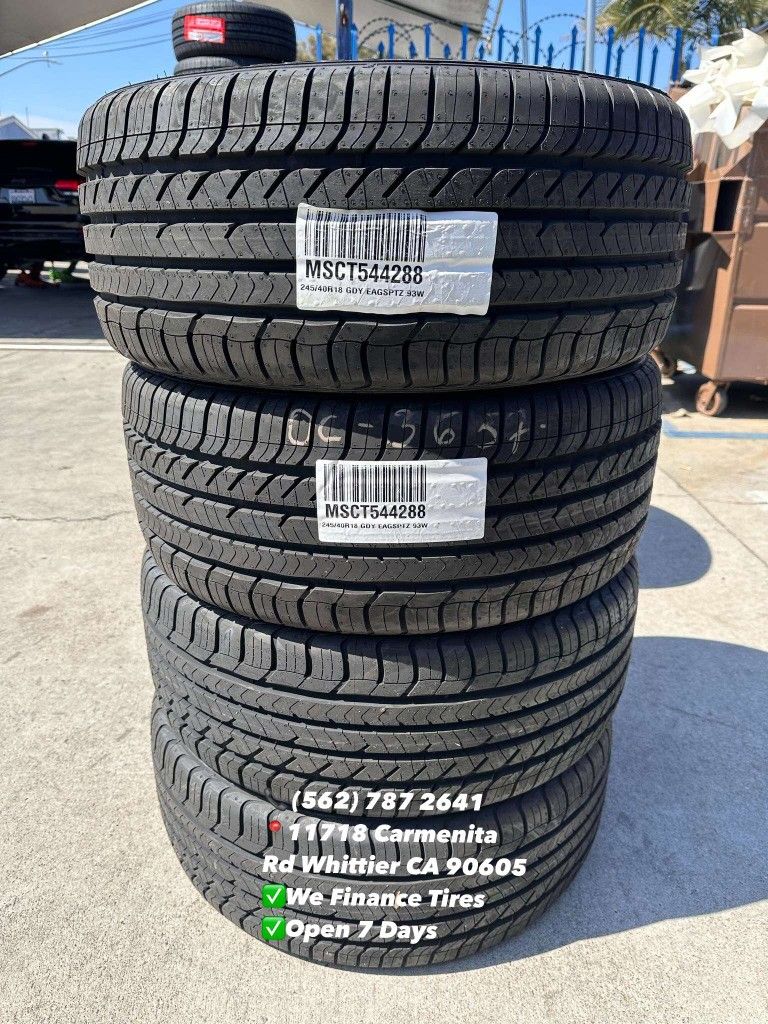 245/40R18 Goodyear Eagle Sport New Set of Tires Installed and Balanced Set de Llantas Nuevas Instaladas y Balanceadas