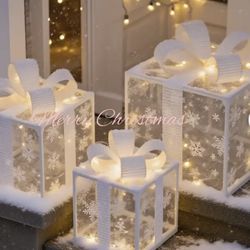 Set Of 3 Beautiful Christmas Light Boxes (New)