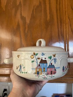 Vintage Ceramic Casserole Dish with Lid
