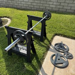 Olympic Bar And Weightlifting Plates Set