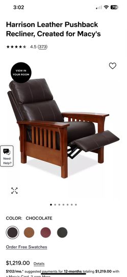 Harrison Leather Pushback Recliner Chocolate for Sale in Los Angeles CA OfferUp
