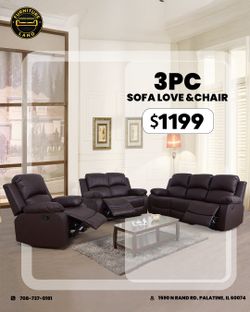 ✨Brand New 3 piece Recliner Set multiple Colors Available In stock Now for Pickup OR Delivery🔥