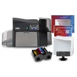 Fargo DTC4250e Dual Sided ID Card Printer & Complete Supplies Package with Bodno Silver Edition ID Software