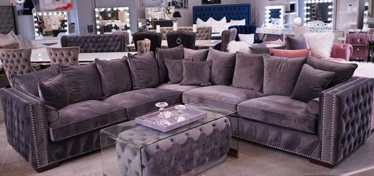 Fun Purple Velvet Sectional 🛋️ Custom Furniture Here🎨NO Credit Needed💵