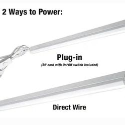 4 ft. Garage LED(2 Pack) Linkable Strip Light Fixture Plug-in or Hardwire 1800LM 20W Bright White 4000K 
