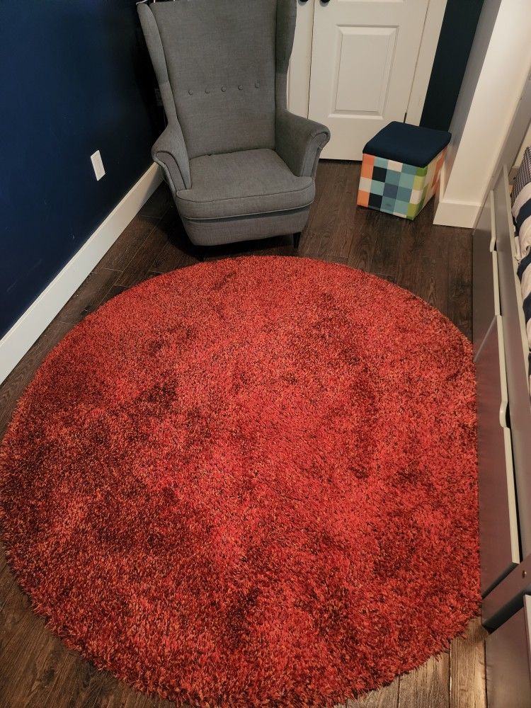 Round Ikea Rug In Red (6'4" Or 195 Cm Diameter)