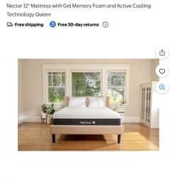 Nectar 12" Mattress with Gel Memory Foam /Queen Mattress 