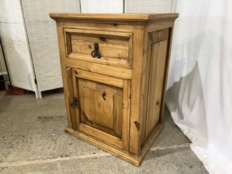Rustic Pine Wood Single Drawer Nightstand