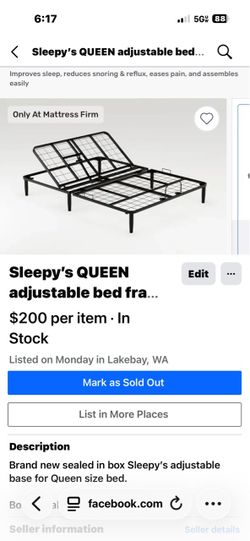 Sleepys adjustable queen base *NEW*
