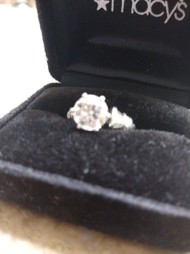 $10K 1.67 Karat Platinum Baguette Engagement Ring Real Mined Round Diamond