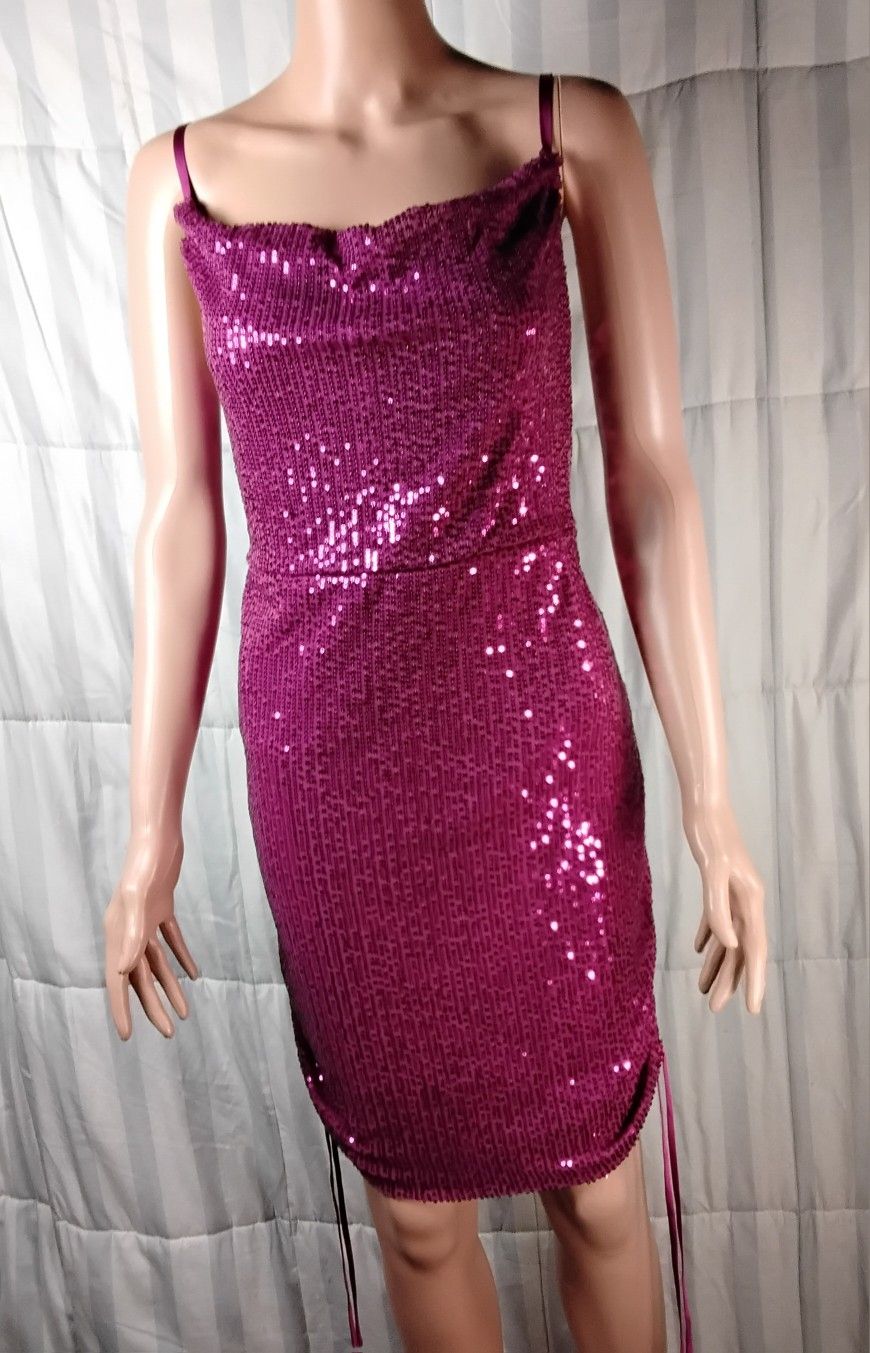 Ruched Bodycon Dress Purple Sequin Size XXL Wild Fable