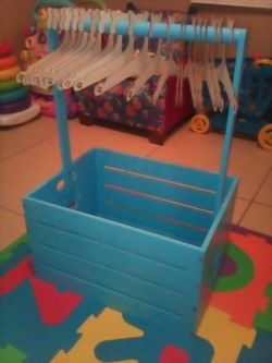 Blue wooden baby shower storage box