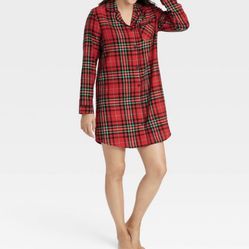 Women's Holiday Tartan Plaid Flannel Matching Family Pajama NightGown - Wondersh