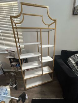 Matching Gold & White Glam Bookcases (Set of 2)