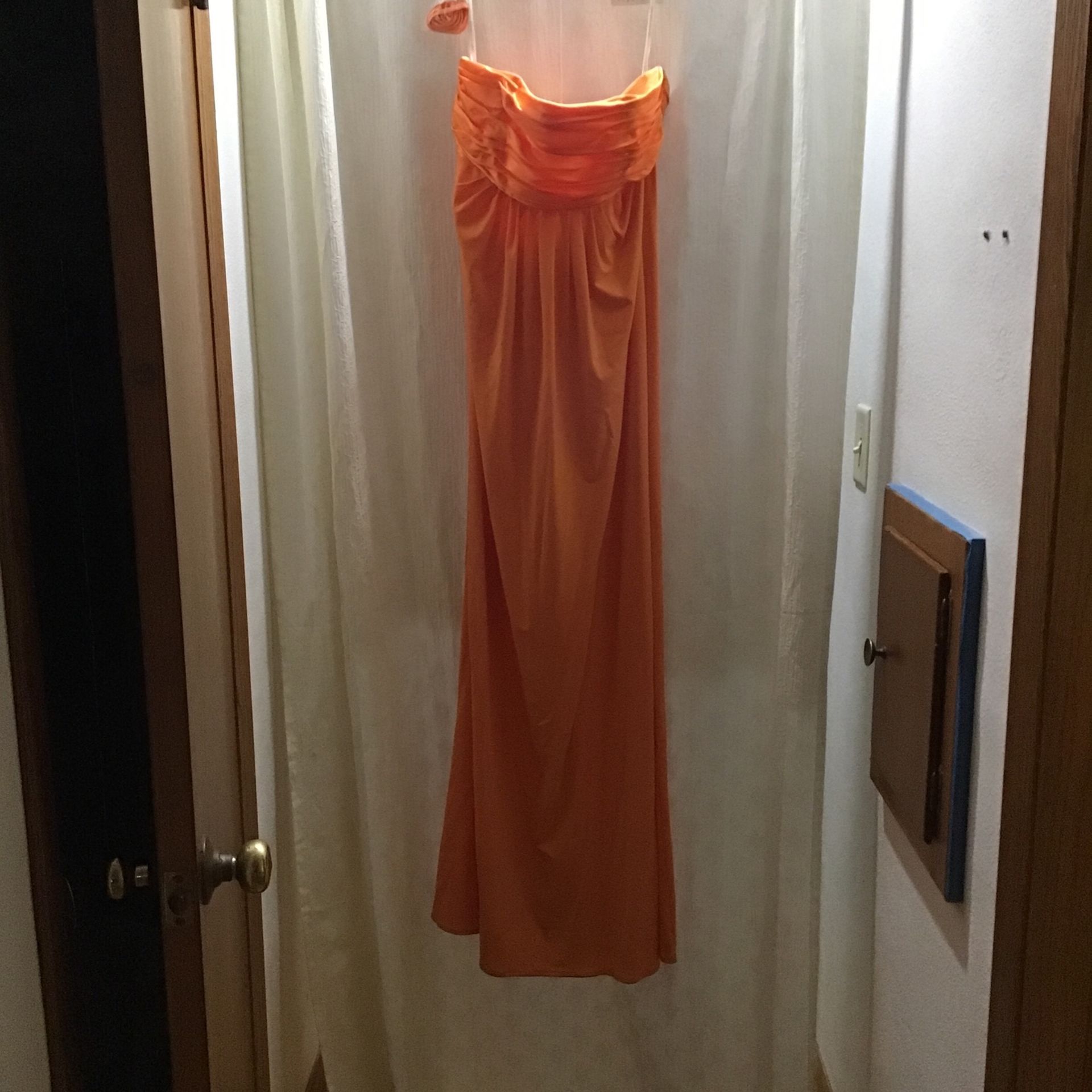 Tangerine Orange Bridesmaid Dress Strapless Gown