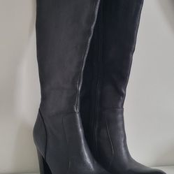 Black Genuine Leather Knee High Boots. Size 8.5