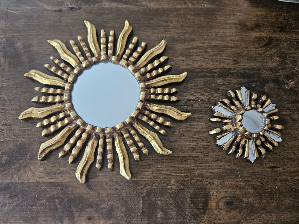 Sun Mirrors Gold Painted Wood Frames From Peru