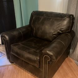 Brand New Leather Armchair With Ottoman 