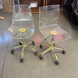 Clear Acrylic Swivel Rolling Office Chairs