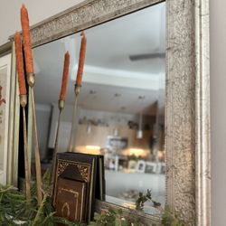 Large Silver Antique Mirror – Perfect Over-the-Fireplace Statement Piece