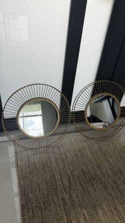Set of 2 Gold Decorative Wall Mirrors