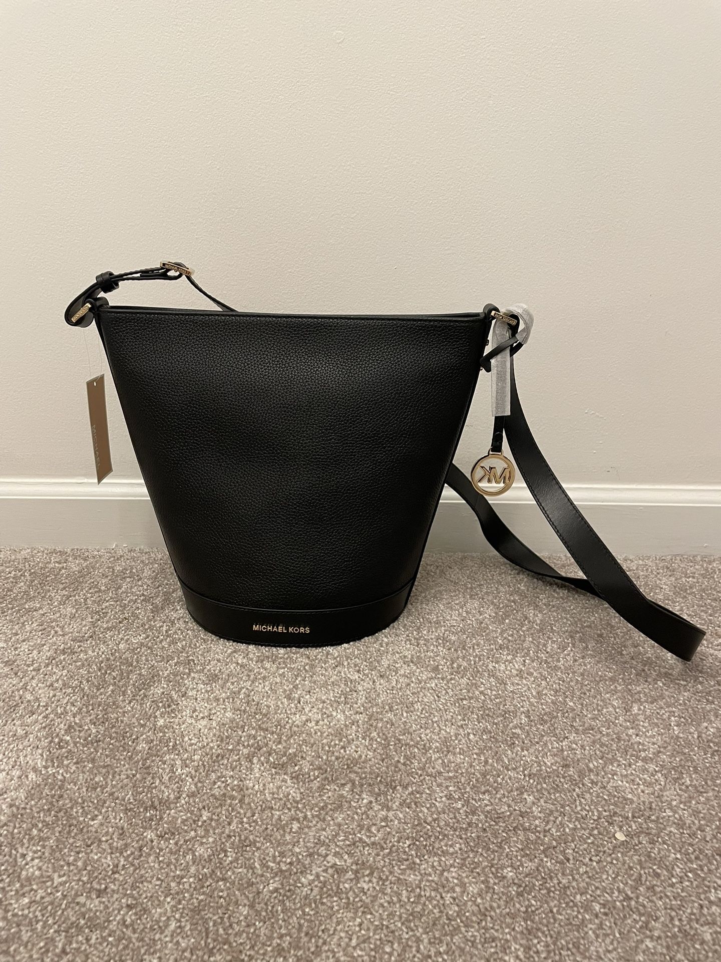 NEW Michael Kors Black Leather Townsend Medium Bag w/ Adjustable Shoulder Strap