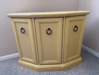 Wood Cabinet with Cane Panel Doors