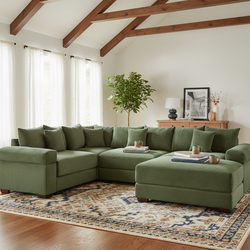 Homy Casa Albany Oversized Cloud Modular Sectional Couch 117" Convertible Corduroy Sofa with Ottoman for Living Room and Bedroom Open Box