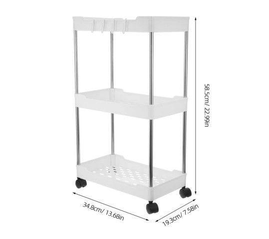 3 Tier Slim Storage Cart Mobile Shelving Unit Organizer