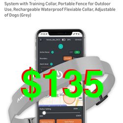 GPS Electric Dog Fence with Free App, Wireless Fence System with Training Collar, Portable Fence for Outdoor Use, Rechargeable Waterproof Flex