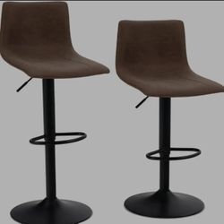 ALPHA HOME 2 Pack Bar Chairs, 360 Degree Swivel Bar Stools Set of 2 with PU Leather, Counter Stools for Kitchen Counter with 300 LBS Capacity, Adjusta