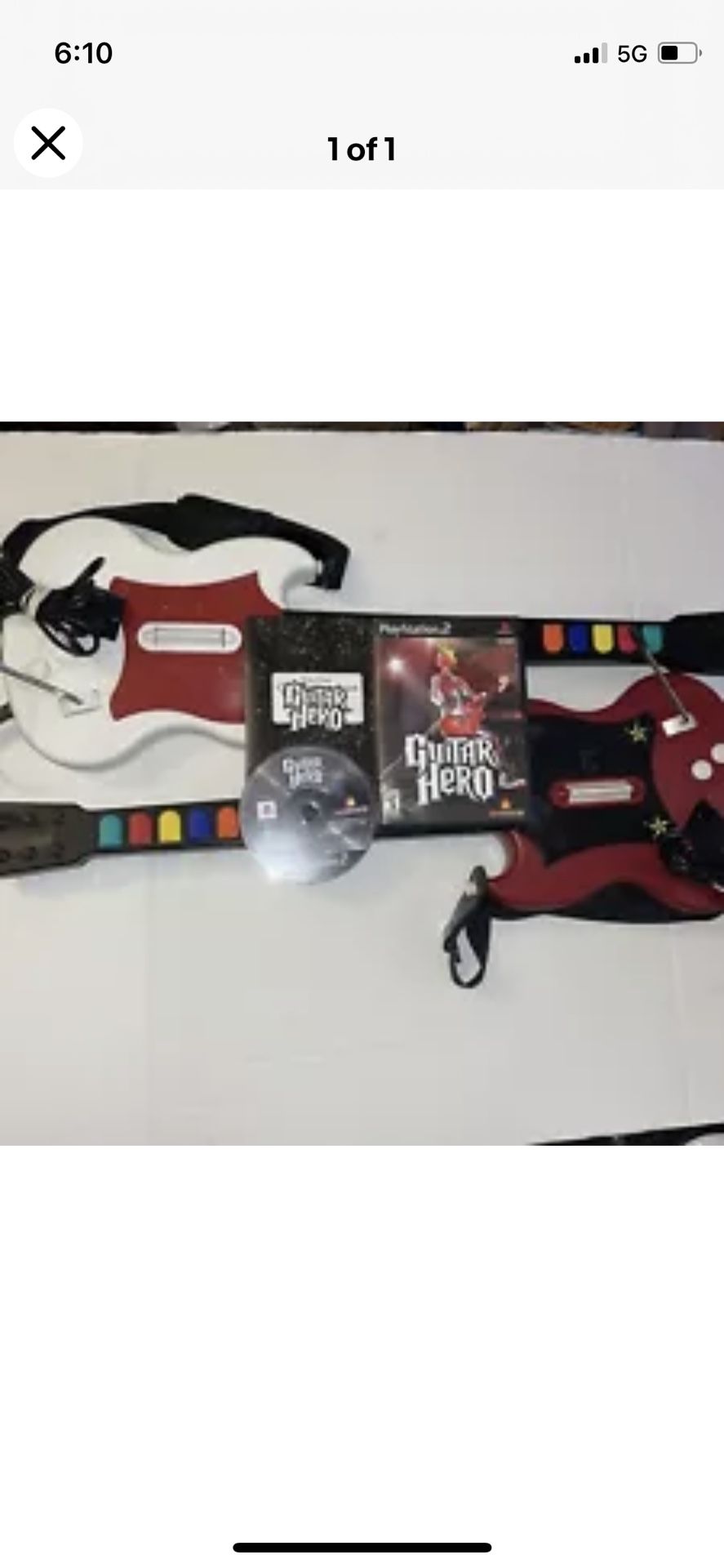 2 PS2 Guitar Hero Red Octane SG Wired Controllers w/ Guitar Hero CIB TESTED Work