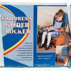 Vintage Children's Size Rocking Chair Gliding Platform Wooden Oak Cushioned New Old Stock