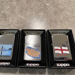 New Zippo Lighter X3 England Greece Malta 2004 To 2006 