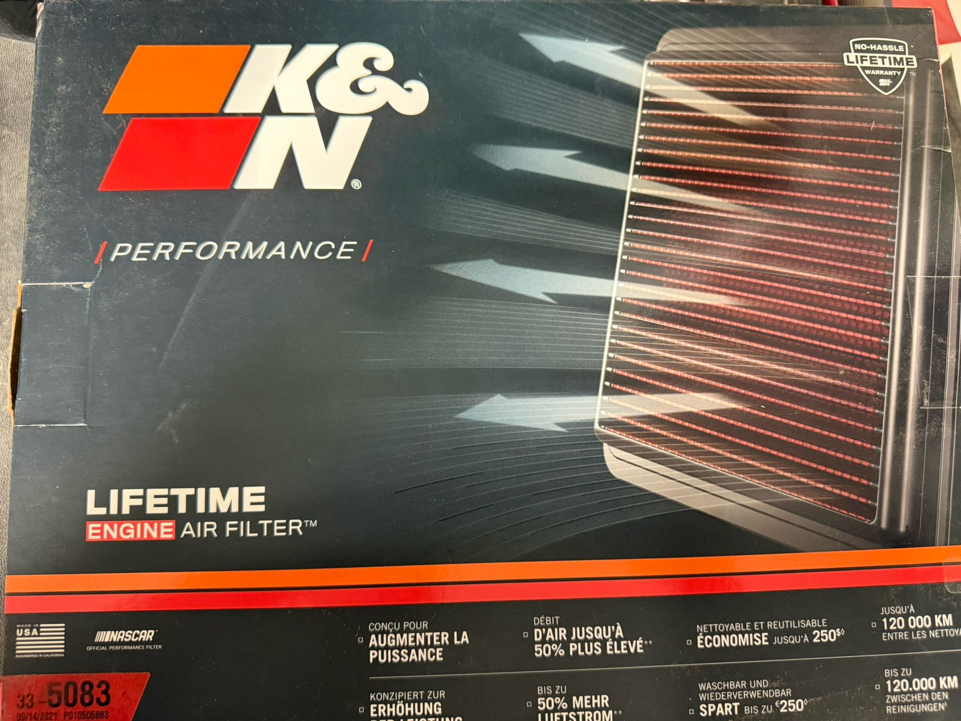 K&n Washable Air Filter For A 2019-2024 Chevy Silverado 6.2L