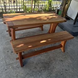 Teak Table With Benches For Picnic 