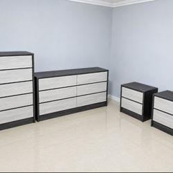 DRESSER, CHEST AND TWO NIGHSTANDS 